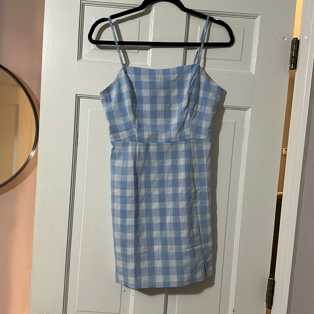 Small blue checkered bp dress